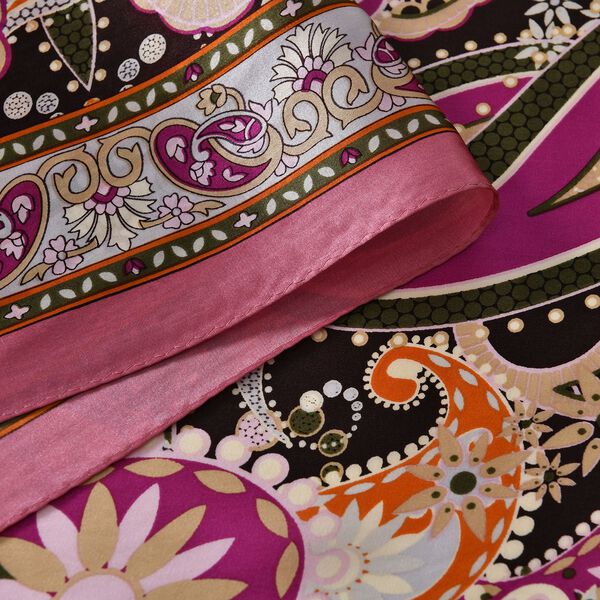 LA MAREY – Satinschal aus Maulbeerseide, Pink, Blumenmuster image number 7