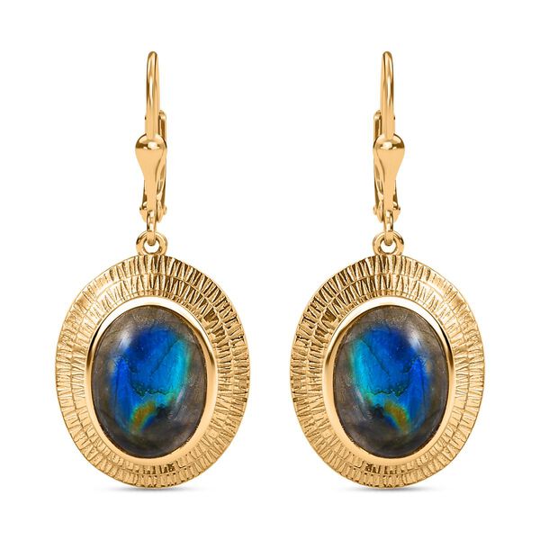 AAA Labradorit Ohrringe 925 Silber 750 Gelbgold Vermeil ca. 12.21 ct