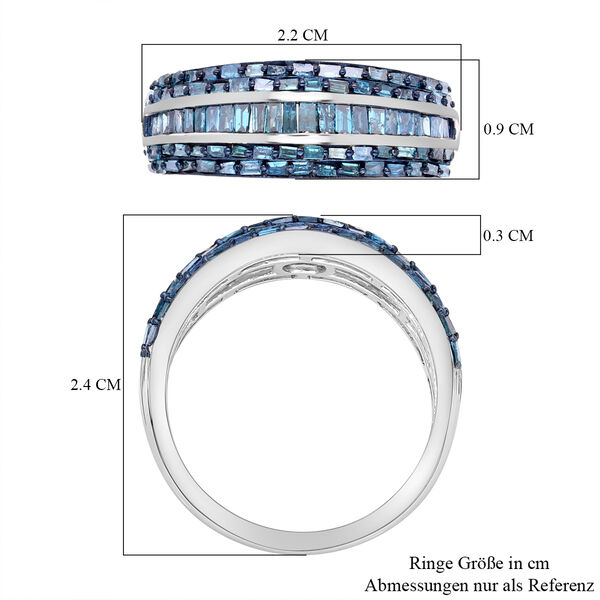 Blauer Diamant Ring 925 Silber platiniert (Gr&ouml;&szlig;e 19.00) ca. 1,00 ct image number 7