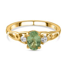 Natürlicher, grüner Apatit und Zirkon-Ring - 0,95 ct.