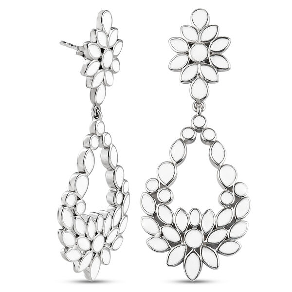 Floral emalliert Ohrhänger Messing platiniert  image number 4