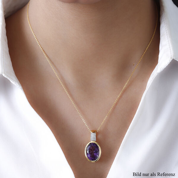 Nat&uuml;rlicher marokkanischer Amethyst und Zirkon Silberanh&auml;nger mit Kette 8,28 Ct image number 2