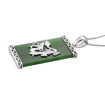 Gr&uuml;ner Jade Drachen-Anh&auml;nger mit 50cm Kette - 17,24 ct.