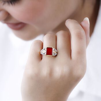 Purpurroter Feueropal und Zirkon-Ring - 2,69 ct.