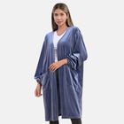 Lange Strickjacke aus Samt, Blau