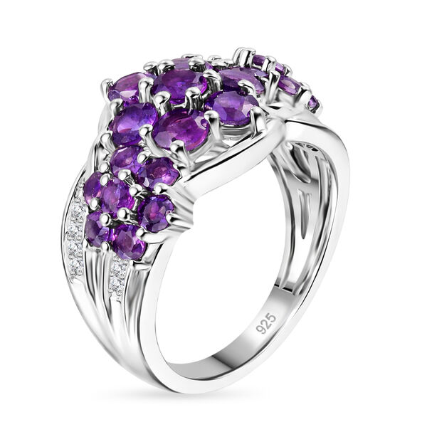 Lusaka Amethyst und Zirkon Ring 925 Silber Platin-&Uuml;berzug image number 5