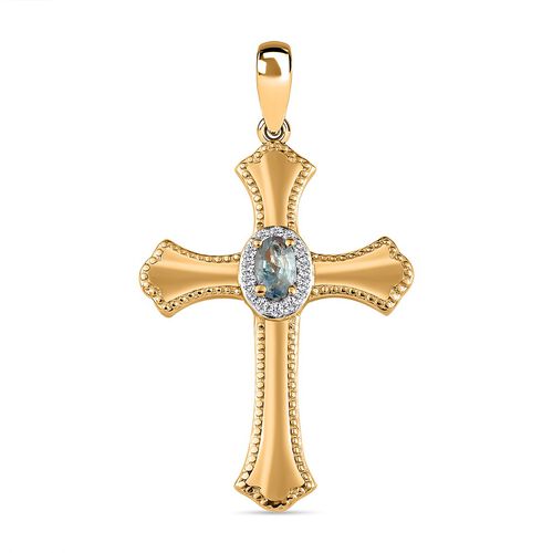 Alexandrit und weißer Zirkon Kreuz-Anhänger - 0,36 ct. image number 0