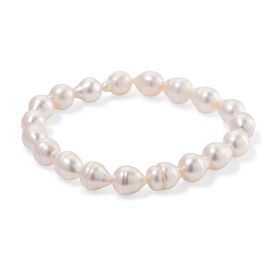 D'Joy flexibles weißes Süßwasser Perle Armband
