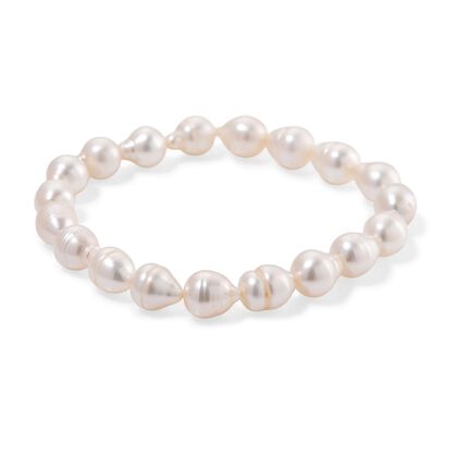 Wei&szlig;e S&uuml;&szlig;wasser Perle (9-10 mm) Armband Flexibles