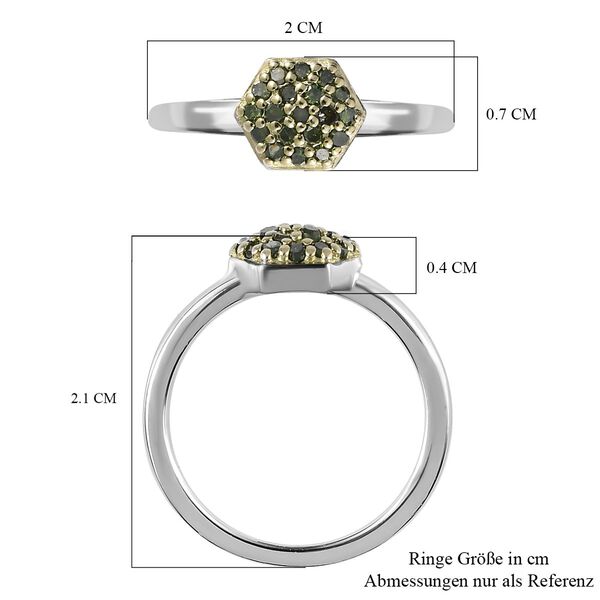 Gr&uuml;ner Diamant Ring 925 Silber platiniert (Gr&ouml;&szlig;e 16.00) ca. 0,20 ct image number 7