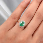 ILIANA AAAA Smaragd und Diamant Halo-Ring in Gold image number 2