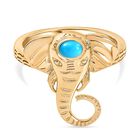 D’joy AA Sleeping Beauty Türkis Ring 925 Silber 750 Gelb Vergoldet (Größe 21.00) ca. 0.17 ct