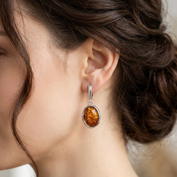 Nat&uuml;rlicher Baltischer Bernstein Ohrringe 925 Silber image number 2