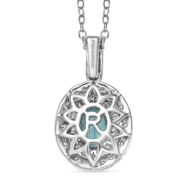 RHAPSODY zertifiziert und geprüft AAAA Paraiba Turmalin und VS-EF Diamant Anhänger mit 45cm Kette in 950 Platin - 2,03 ct. image number 3