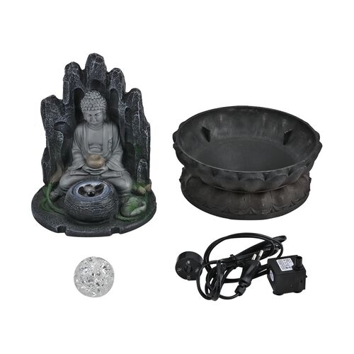 Haus und Garten Wasserbrunnen mit Licht, Buddha vor Steinwand image number 0