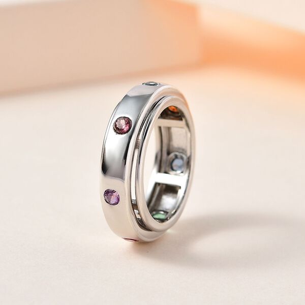 Leuchtender Multi-Edelstein Anti-Stress-Spinning-Ring image number 2