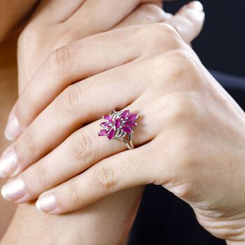 Afrikanischer Rubin (Fissure gef&uuml;llt) Ring 925 Silber rhodiniert (Gr&ouml;&szlig;e 18.00) ca. 1,62 ct