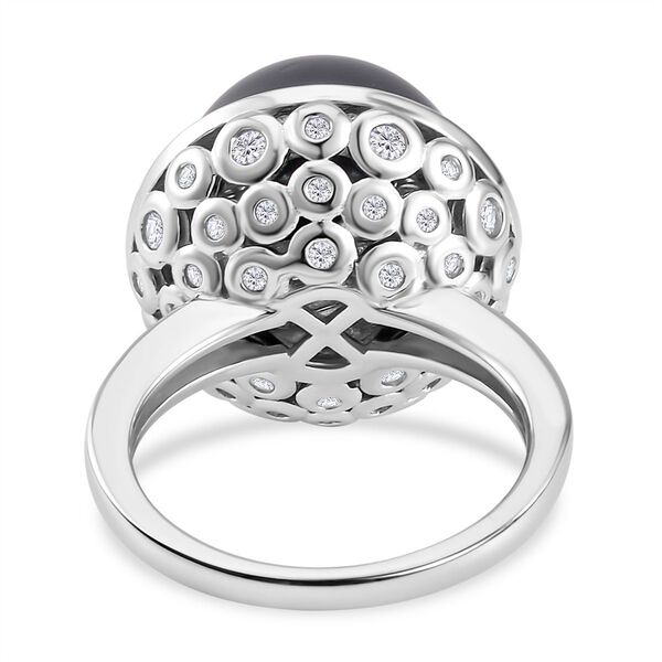 13-14mm Tahiti Perle und Zirkon Ring - 1,04 ct. image number 6