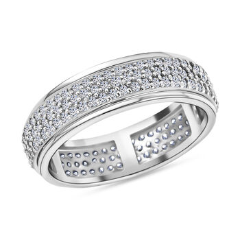 LUXURIANT SGL zertifizierter SI-GH Labor Diamant Spinning Ring, 925 Silber rhodiniert - 1 ct.