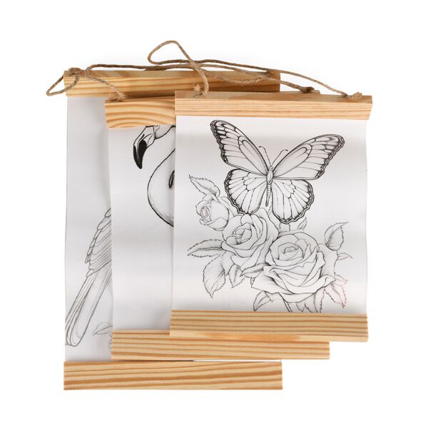 4er-Set Malset mit Acrylmarkern und Aufbewahrungsbox, Vogel-, Schmetterlings- und Flamingo-Skizzen image number 3