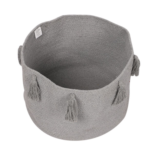 Aufbewahrungskorb aus 100 % Baumwolle mit Quasten, 45x45x30 cm, Grau image number 3