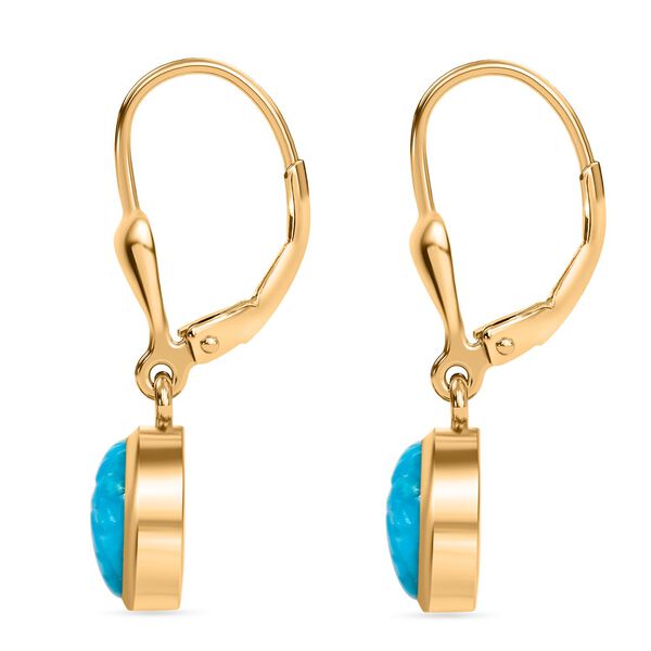AA Sleeping Beauty Türkis Ohrringe 925 Silber 750 Gelb Vergoldet ca. 1.57 ct image number 4