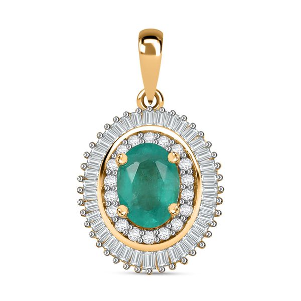 AAA Smaragd und Diamant Anh&auml;nger in 585 Gold - 1,09 ct.