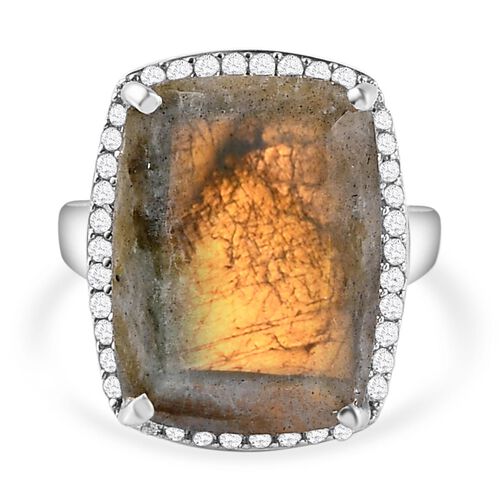 Feuer Labradorit und Zirkon-Cocktail-Ring - 21,09 ct. image number 0