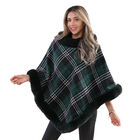 LA MAREY Kunstfell Poncho, Karo Muster, Einheitsgröße Grün