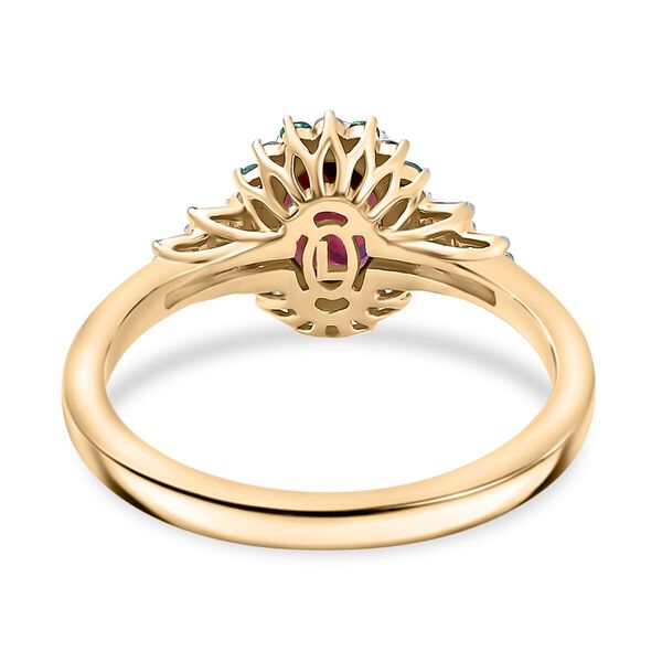 LUXORO zertifiziert und geprüft AAA Radiant Ember Granat, Paraiba Turmalin und Diamant Ring in 417 Gold - 1,76 ct. image number 2