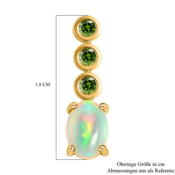 Nat&uuml;rliche, &auml;thiopische Welo Opal und nat&uuml;rliche Chromdiopsid-Ohrringe, 925 Silber vergoldet ca. 1.42 ct image number 6