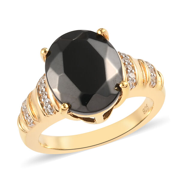 Elite Shungit und Zirkon Ring 925 Silber vergoldet  ca. 3,05 ct image number 4