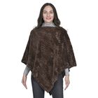 Damen Kunstfell Poncho, Blattmuster, Einheitsgröße Braun