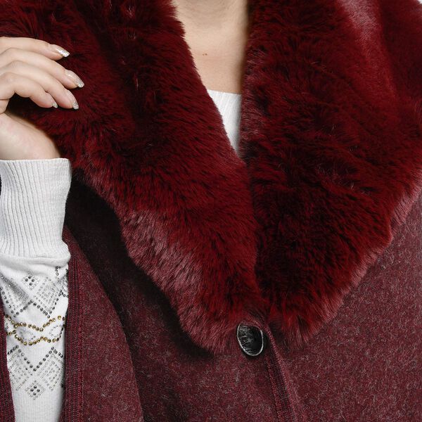 TAMSY Kunstfell Kimono, Einheitsgr&ouml;&szlig;e Burgunderrot image number 4