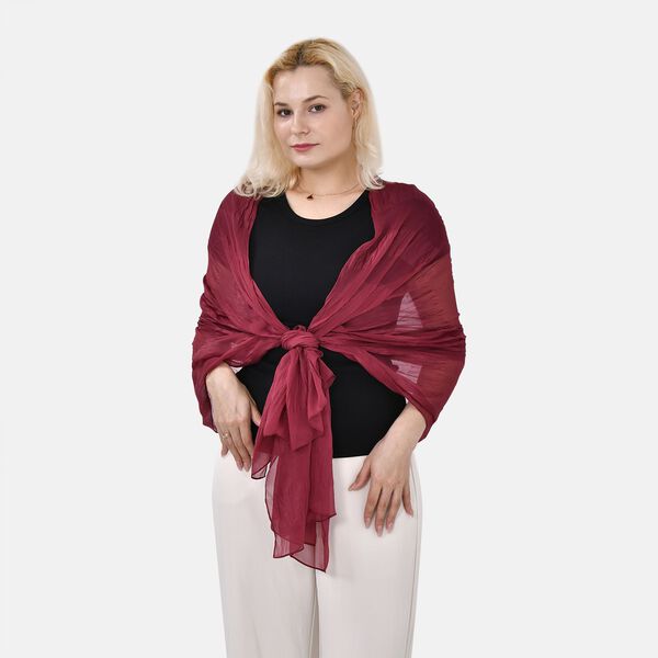 LA MAREY &ndash; 100% Maulbeeren-Seidenschal, Chiffon, 110x200cm, rot image number 8