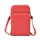 Designer-Umhängetasche mit Kartenfächern und RFID-Schutz und verstellbarem Riemen, 18 x 11 x 8 cm, Rot