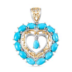 D'Joy AA Sleeping Beauty Türkis Anhänger 925 Silber Rhodiniert und 750 Gelbgold Vermeil  ca. 3.00 ct