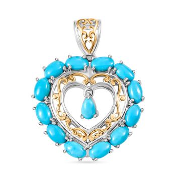 D'Joy AA Sleeping Beauty T&uuml;rkis Anh&auml;nger 925 Silber Rhodiniert und 750 Gelbgold Vermeil ca. 3.00 ct