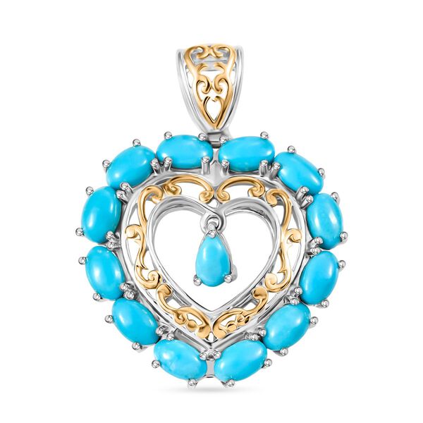 D'Joy AA Sleeping Beauty T&uuml;rkis Anh&auml;nger 925 Silber Rhodiniert und 750 Gelbgold Vermeil ca. 3.00 ct