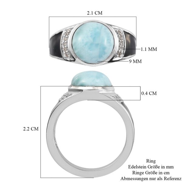Larimar und Zirkon Solit&auml;r Ring 925 Silber Platin-&Uuml;berzug image number 6