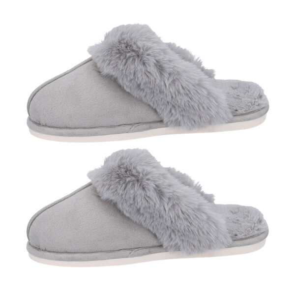Superweiche Wildleder Kunstfell Hausschuhe, Gr&ouml;&szlig;e 36-37, Grau image number 6