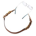 Brillenkette mit Lederband, Leopardenmuster, Hellbraun und Gold image number 1
