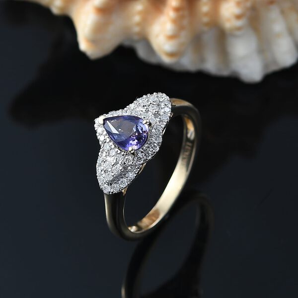 AAA Lila Saphir, Wei&szlig;er Diamant Ring 417 Gold (Gr&ouml;&szlig;e 16.50) ca. 1,15 ct image number 1