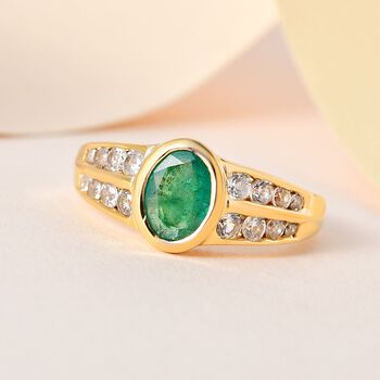 Kagem sambischer Smaragd und Zirkon-Ring - 2,05 ct.