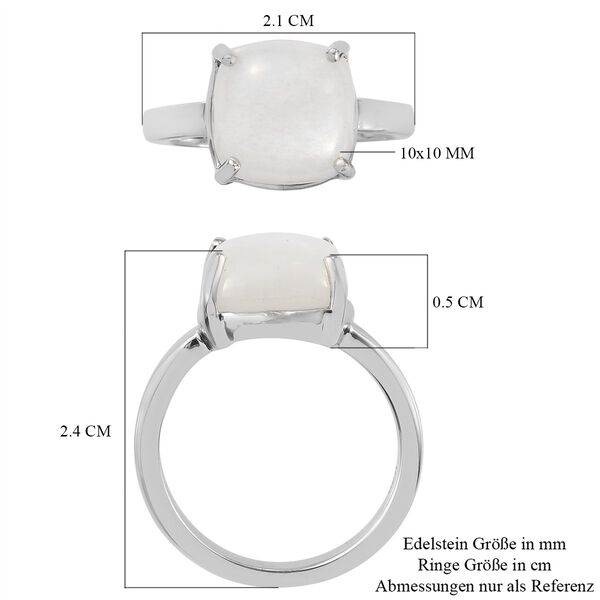 Wei&szlig;er Mondstein Solit&auml;r Ring 925 Silber Platin-&Uuml;berzug image number 8