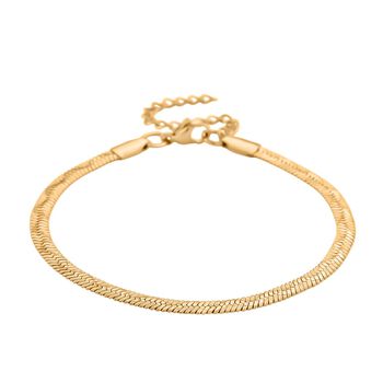 2er-Set Armb&auml;nder, Edelstahl, Bambus-Design und Schlangenarmband-Optik, Goldfarben, ca. 19 cm