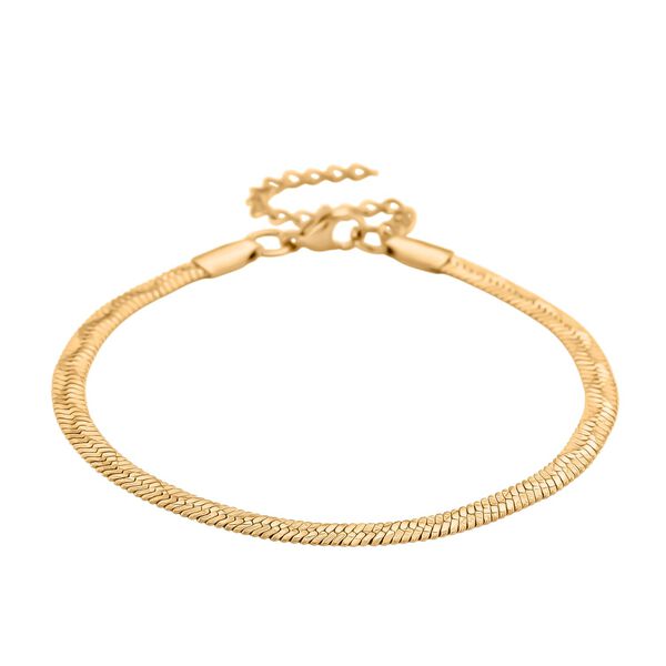 2er-Set Armb&auml;nder, Edelstahl, Bambus-Design und Schlangenarmband-Optik, Goldfarben, ca. 19 cm image number 4