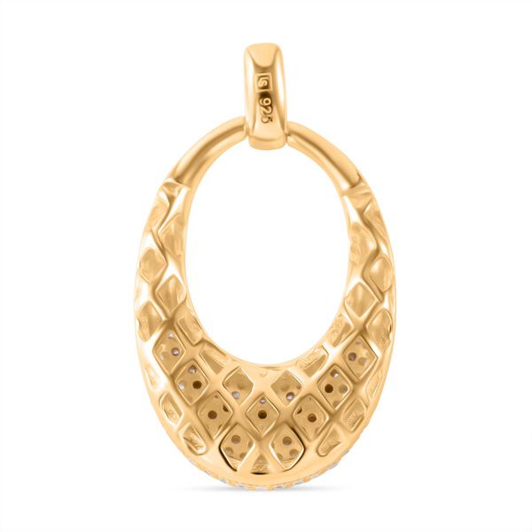 Weißer Zirkonia Anhänger 925 Silber Gelbgold Vermeil image number 3