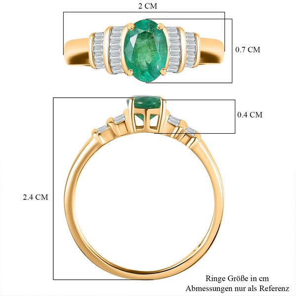 AAA Kolumbianischer Smaragd, Wei&szlig;er Diamant Ring 375 Gold (Gr&ouml;&szlig;e 17.00) ca. 0,75 ct image number 7