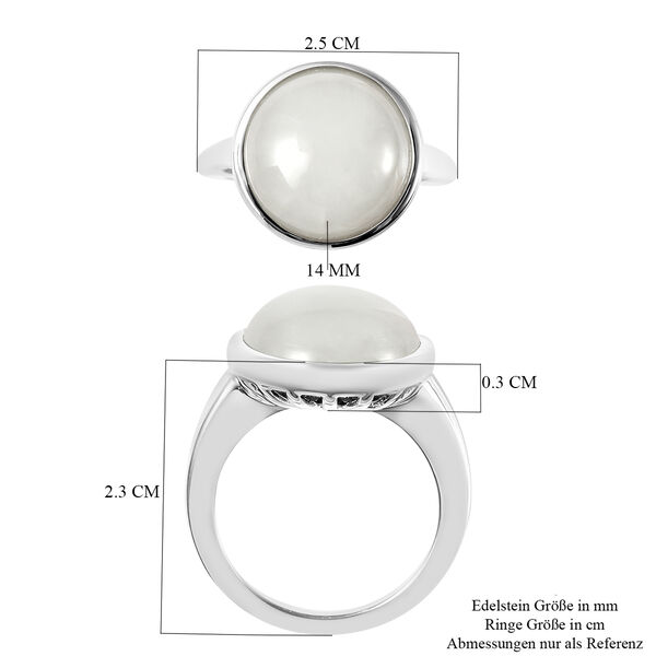 Weiße Jade Solitär Ring 925 Silber Rhodium-Überzug image number 6